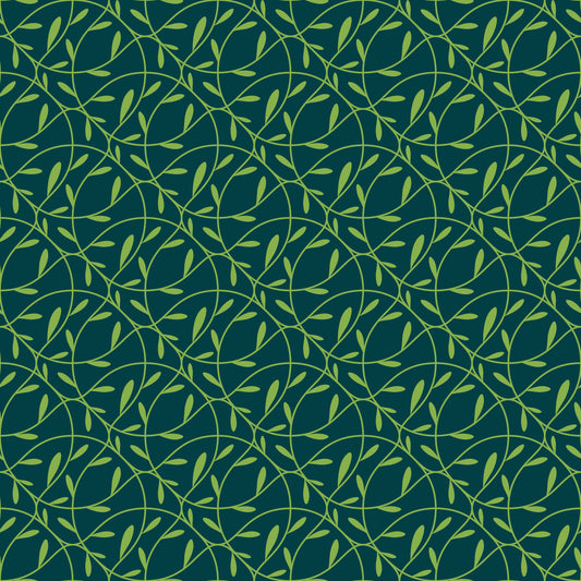 Green Leaf Pattern on Teal Background KidsTumbler