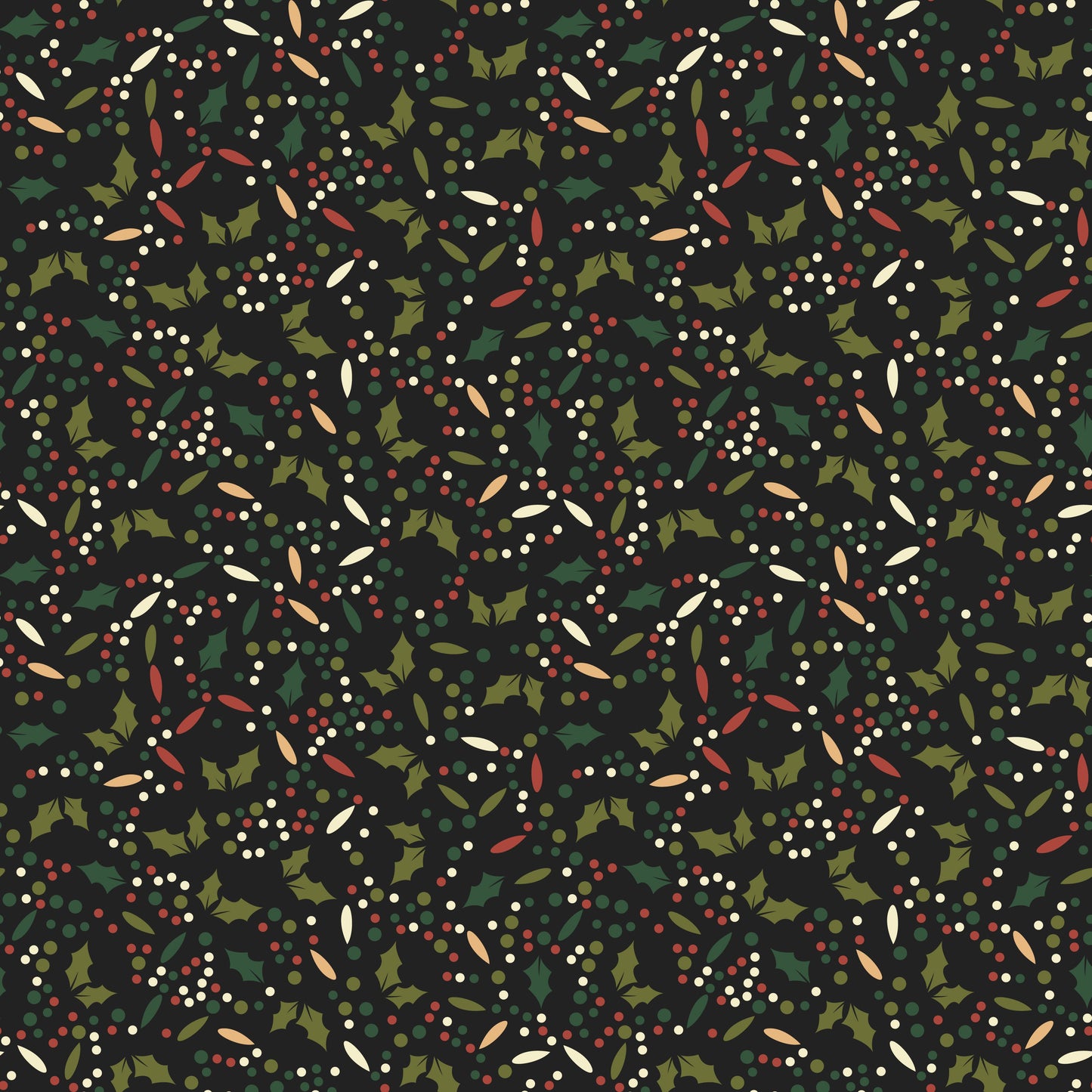 Holly Leaves and Berries on Black Background Mug