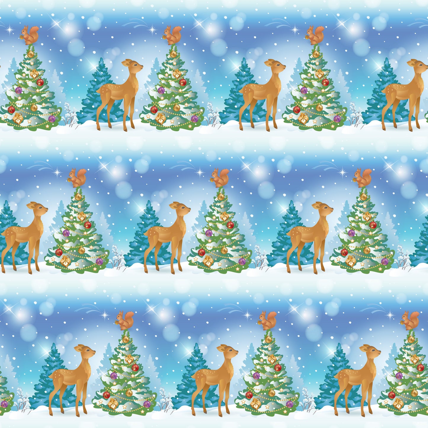 Reindeer With Christmas Trees With a Blue Sky Wine Tumbler