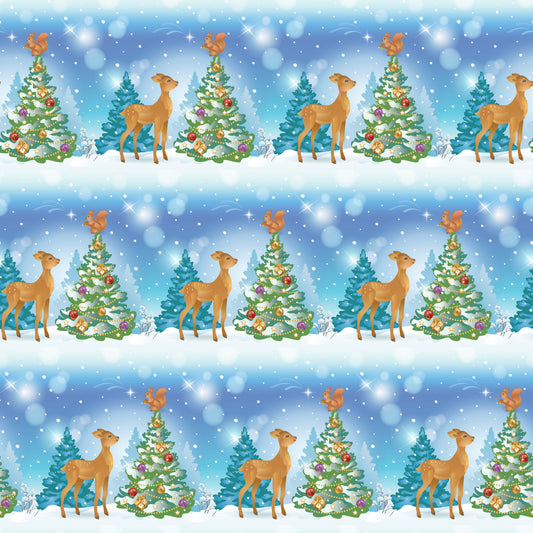 Reindeer With Christmas Trees With a Blue Sky Wine Tumbler